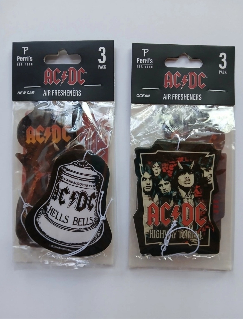 AC/DC Novelty Air Fresheners 2 Packs Of 3, 6 Total. New Car And Ocean Scent